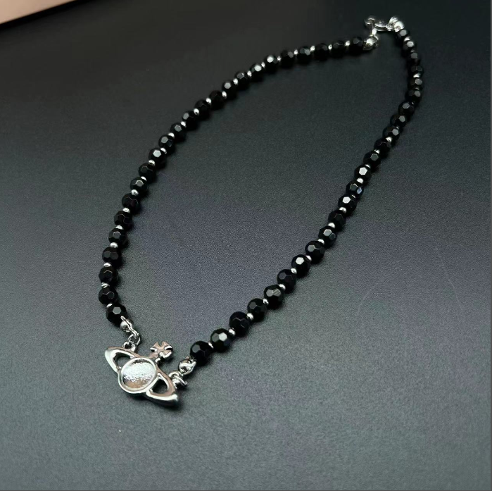 An obsidian necklace