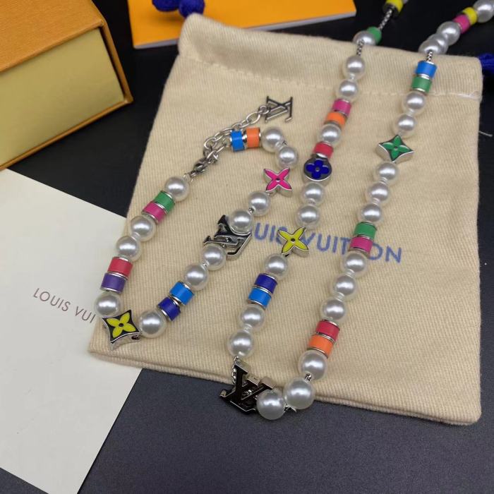 Colored Pearl Bracelet Necklace