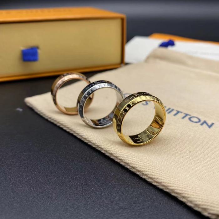 Side embossed logo letter ring