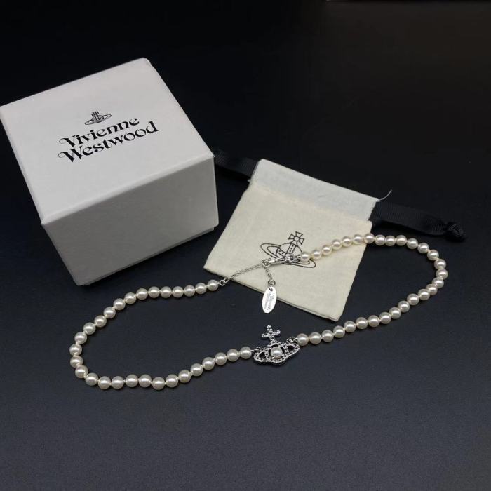 Silver Sandwich Pearl Necklace