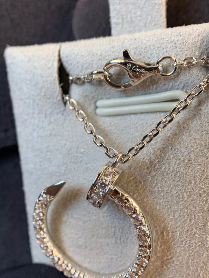 Small full diamond nail necklace