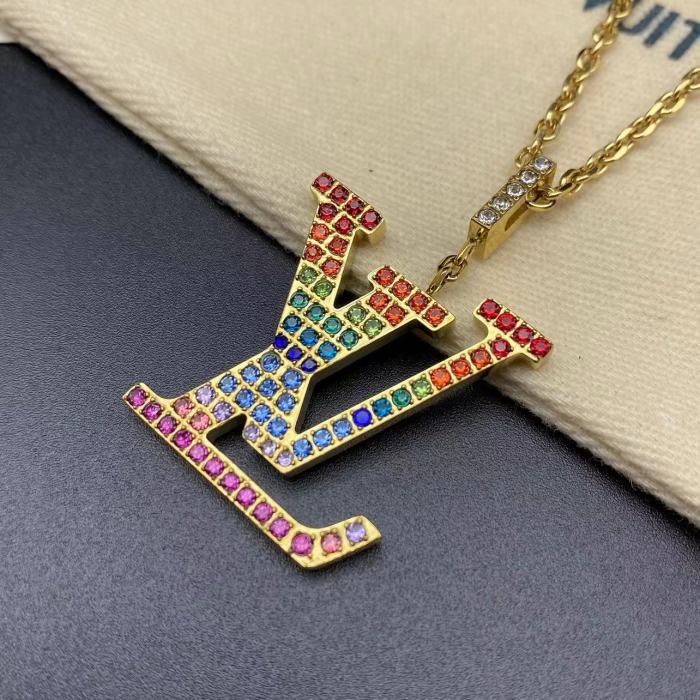 Color Diamond Logo Pendant Necklace