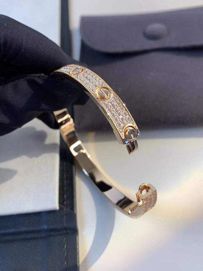 Three color three row full diamond bracelet