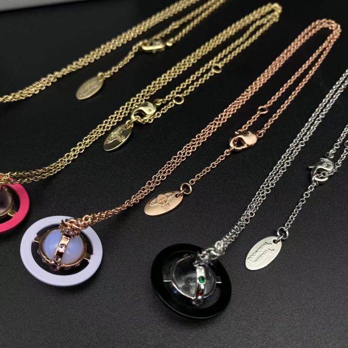 Four color Saturn necklace