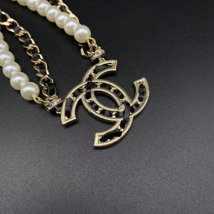 Logo Pendant Pearl Necklace