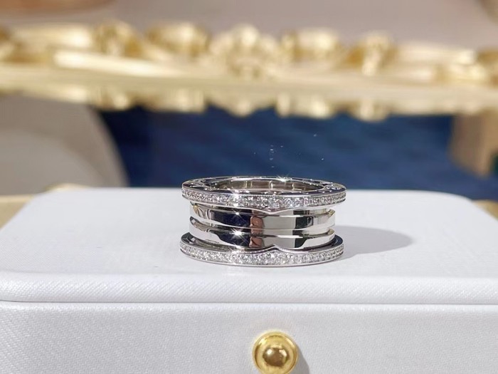 Two color diamond inlaid small waist ring