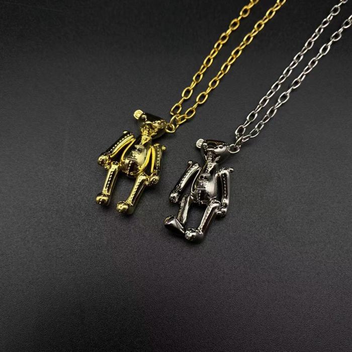 Sterling silver 925 gold-plated bear necklace