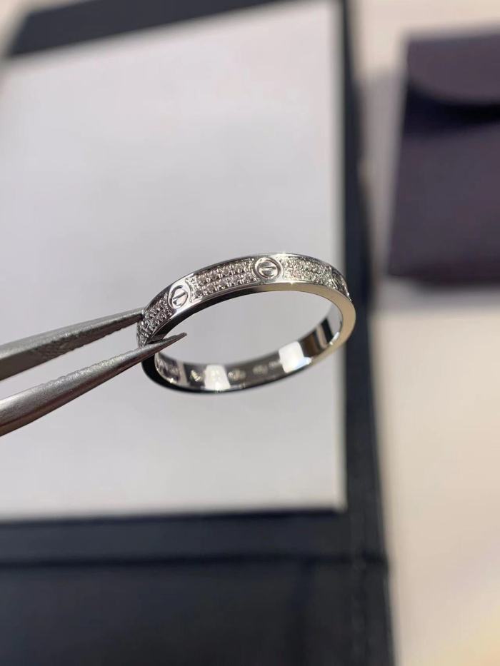 3mm tricolor V gold two row full diamond ring