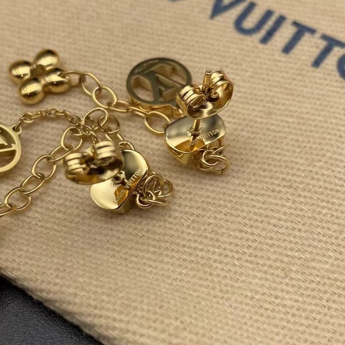 Gold flower three-dimensional Pendant Long chain earrings earrings