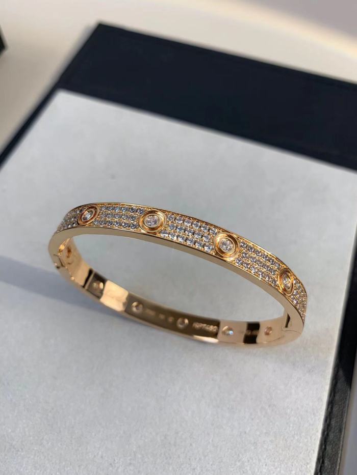 V gold three row diamond full diamond two-color Bracelet