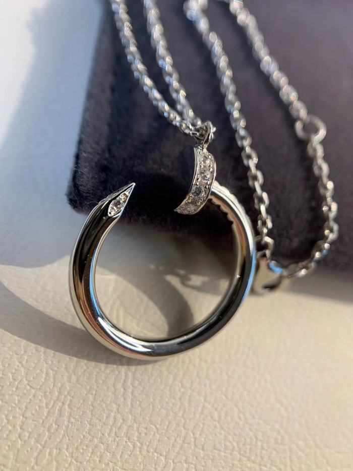 Small diamond nail necklace