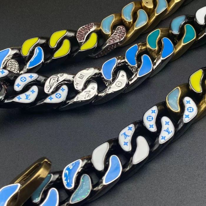 LV冷色系彩色手链项链合集