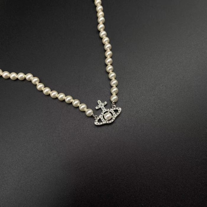 Silver Sandwich Pearl Necklace