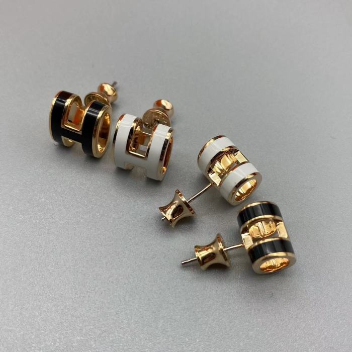 Multicolor letter H Logo Earrings