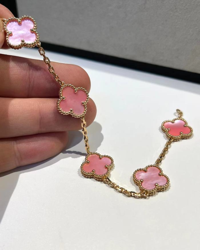 5 Flower Four Leaf Grass Bracelet