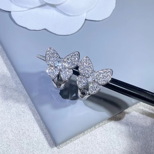 Four-leaved grass earrings, butterfly inlaid with diamonds