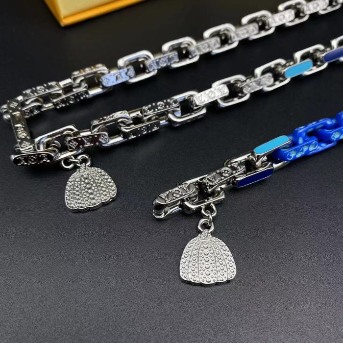 Blue Pumpkin Pendant Bracelet Necklace