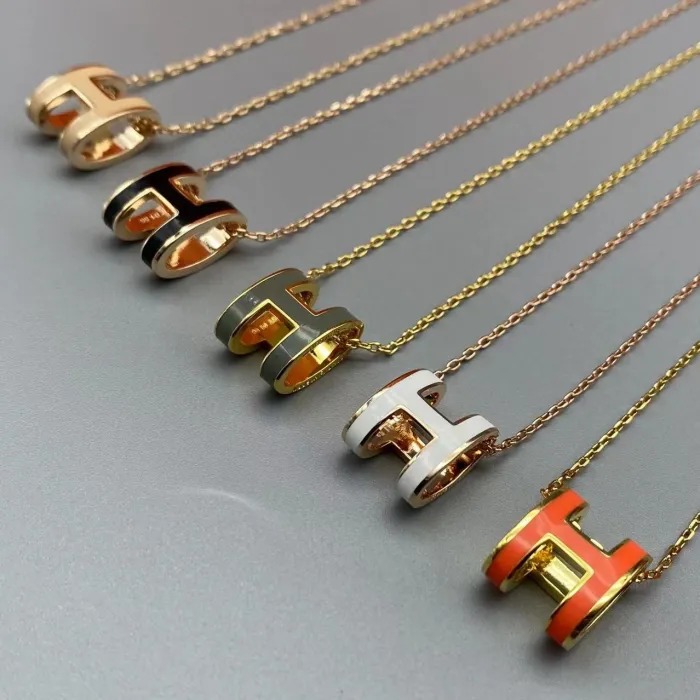 Multicolor letter H Logo Necklace