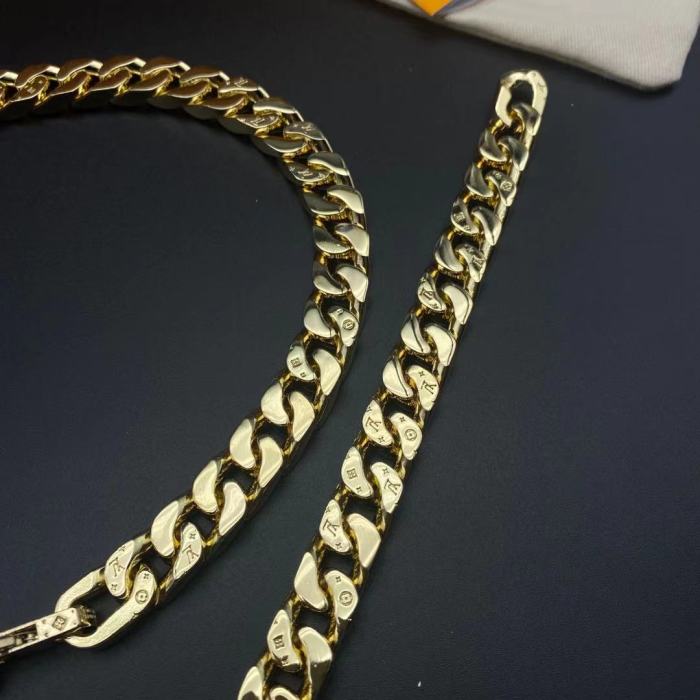 LV土豪金手链项链合集