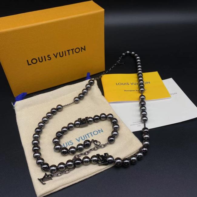 Black Beaded Bracelet Necklace