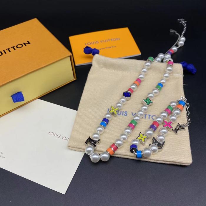 Colored Pearl Bracelet Necklace