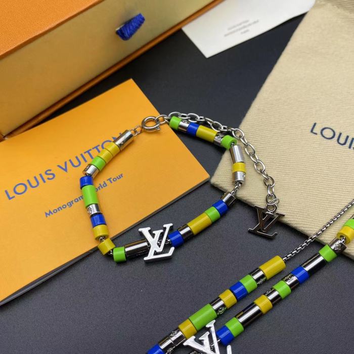 Tricolor cylindrical logo Bracelet Necklace