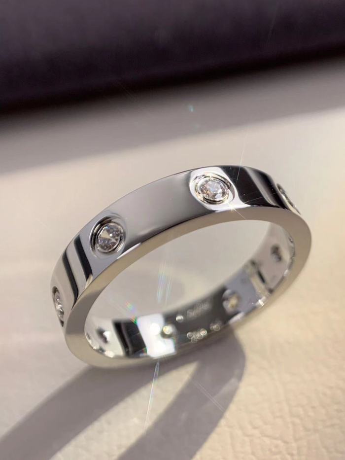 4mm smooth tricolor V gold full diamond ring