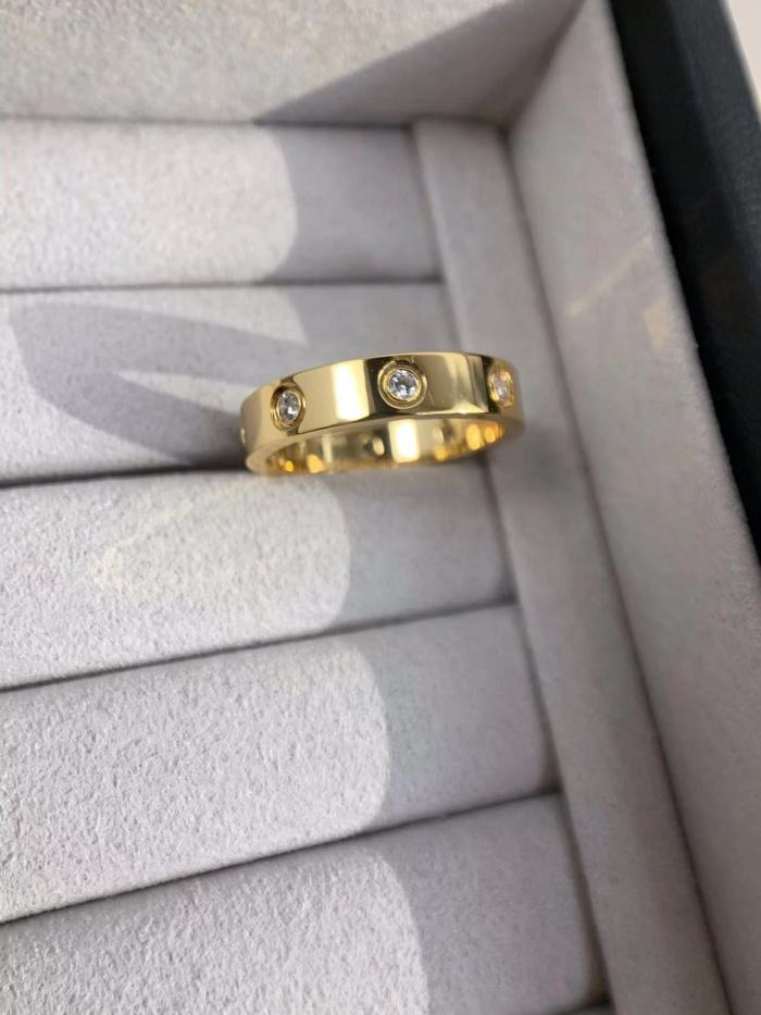 4mm smooth tricolor V gold full diamond ring