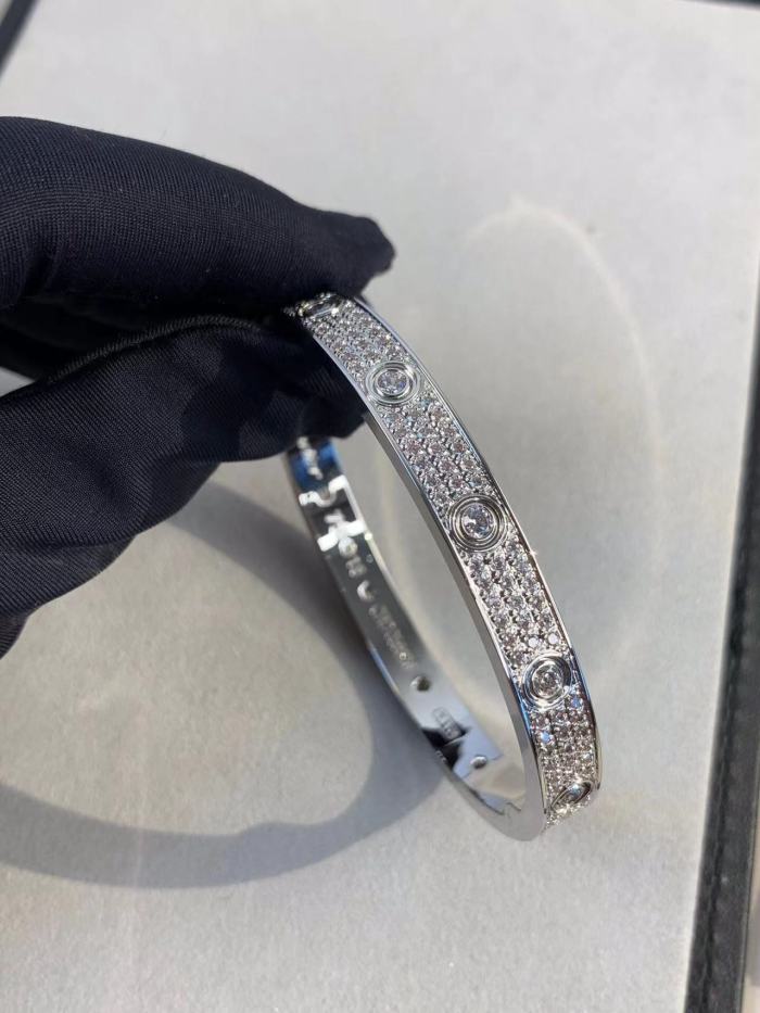 V gold three row diamond full diamond two-color Bracelet