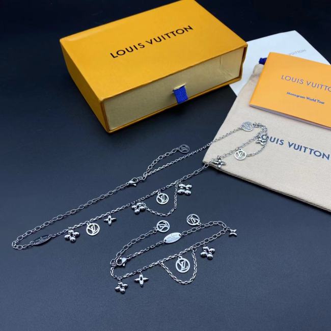 Silver Flower Pendant Bracelet Necklace