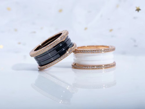Rose gold black and white diamond ceramic ring