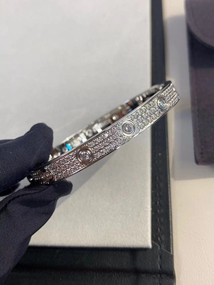 V gold three row diamond full diamond two-color Bracelet