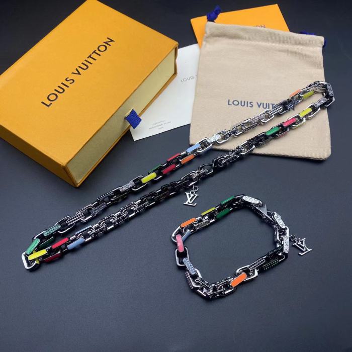 Colorful chain diamond bracelet necklace