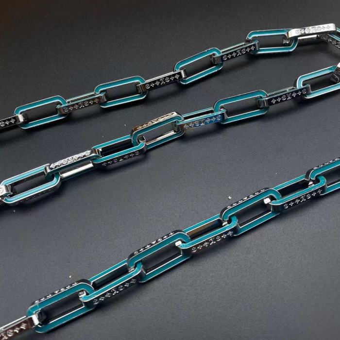 LV青色竹节手链项链合集