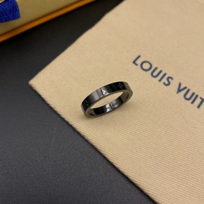 Black steel 3D embossed logo letter ring