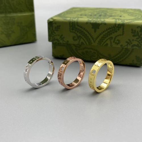 Three color gold plated star hollow logo ring