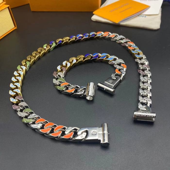 LV彩虹色手链项链合集