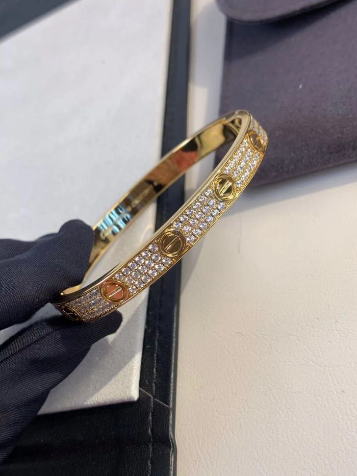 Three color three row full diamond bracelet