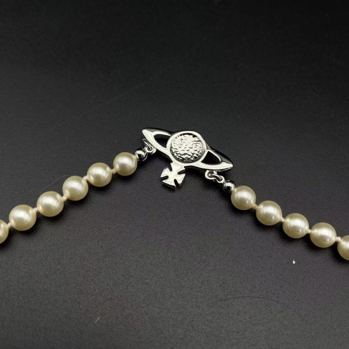 Pink Diamond Pearl Saturn Necklace