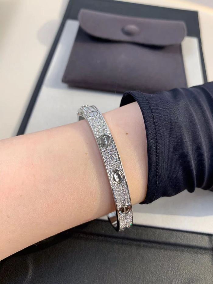 Three color three row full diamond bracelet