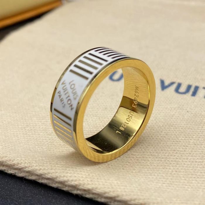 White and gold striped embossed ring