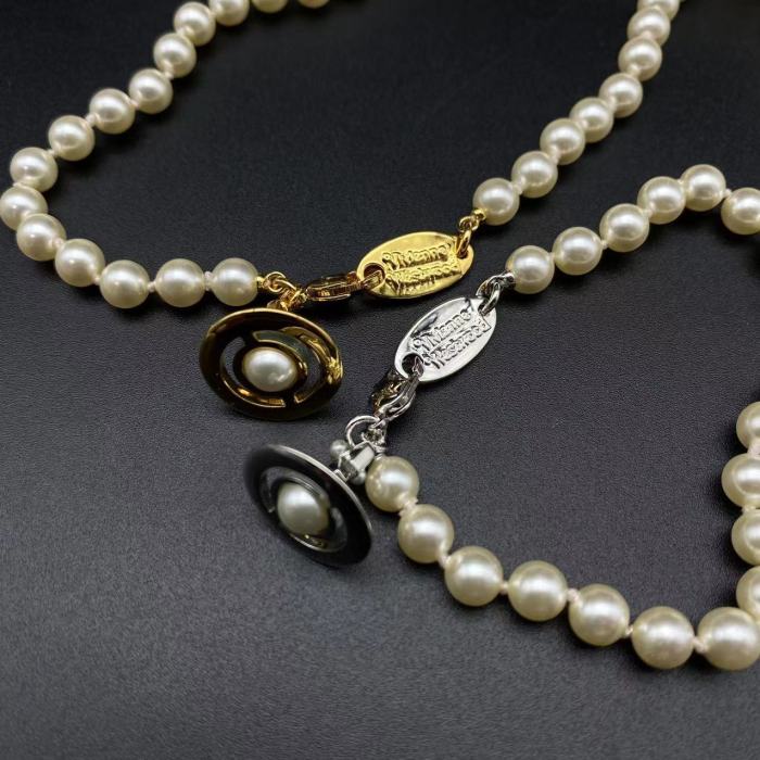 West Queen enamel Flyer Pearl rhinestone necklace