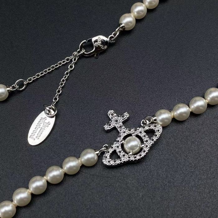 Silver Sandwich Pearl Necklace