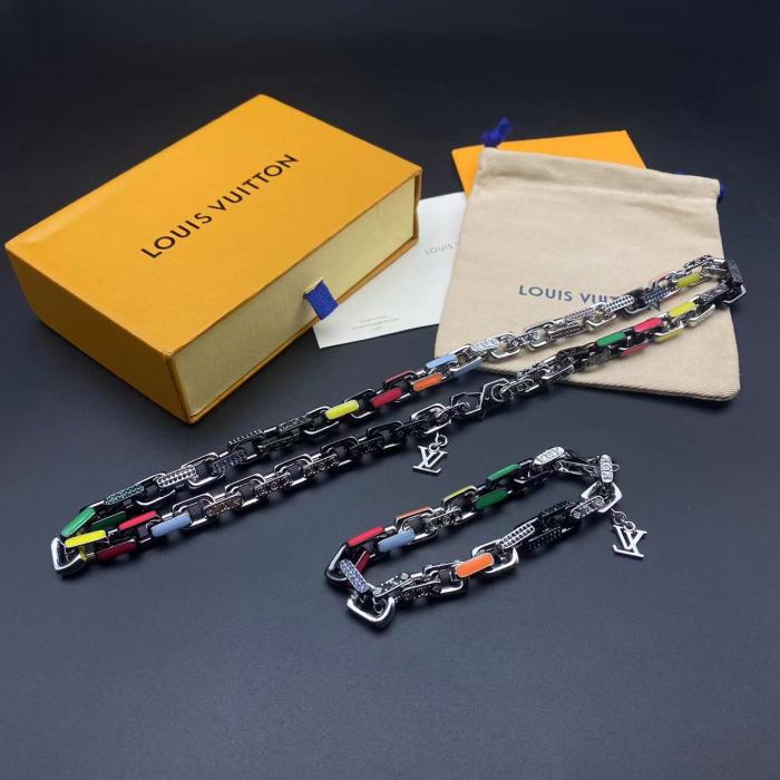 Colorful chain diamond bracelet necklace