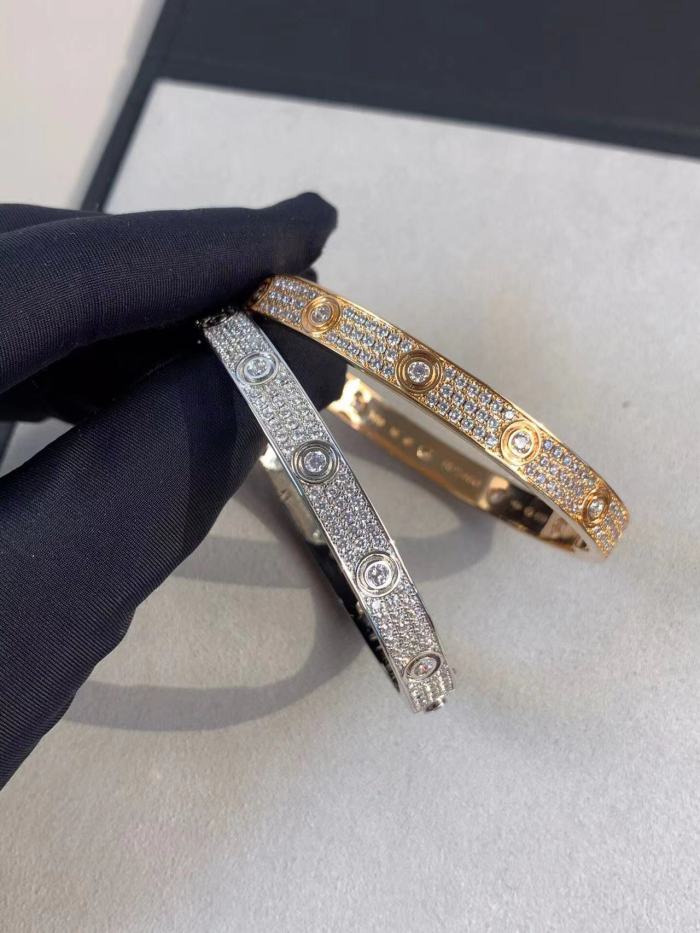 V gold three row diamond full diamond two-color Bracelet