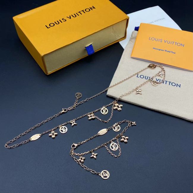 Gold Flower Pendant Bracelet Necklace