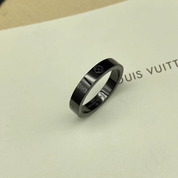 Black steel 3D embossed logo letter ring