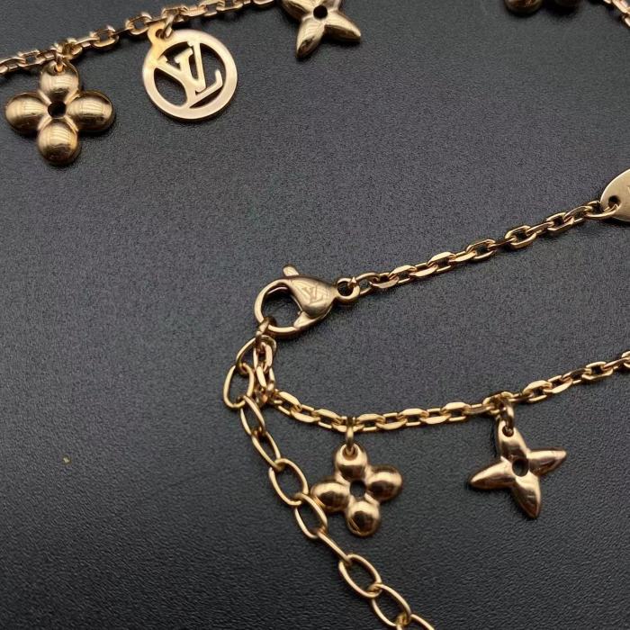 Gold Flower Pendant Bracelet Necklace
