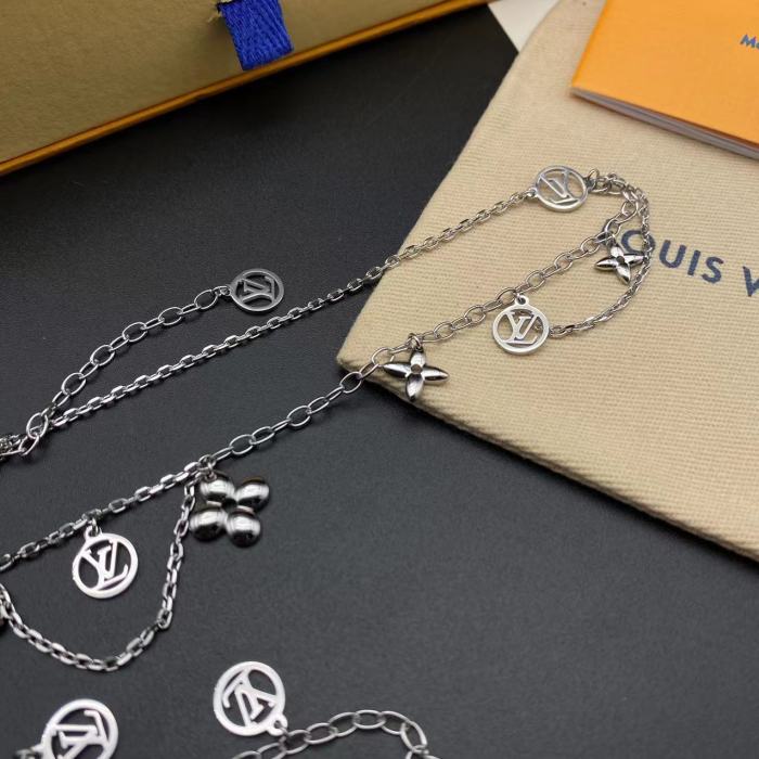 Silver Flower Pendant Bracelet Necklace