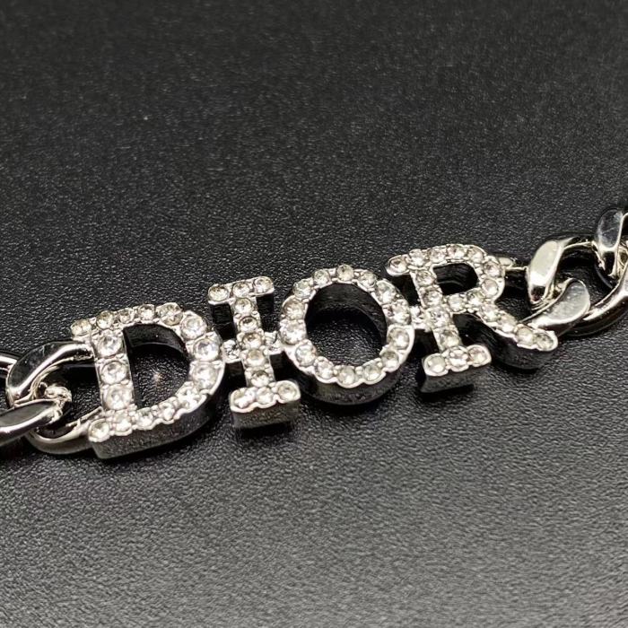 Diamond studded logo pendant necklace